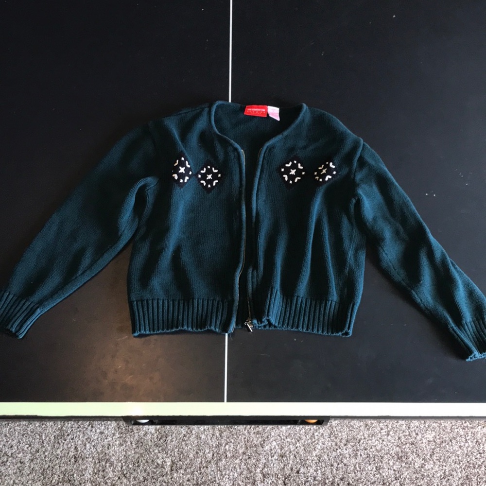 Green zip up sweater